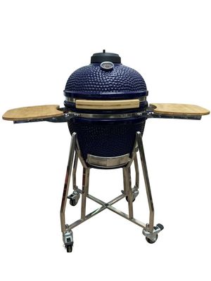 Couleur bleue en céramique de gril de Kamado de 18 pouces 48cm avec le chariot et les tables latérales