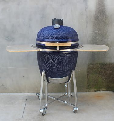 Couleur marine extérieure de 22 pouces de gril en céramique de Kamado de barbecue avec le chariot et les tables latérales