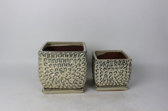 Pots d'intérieur en céramique de 8 pouces et 6 pouces avec soucoupe vitrée