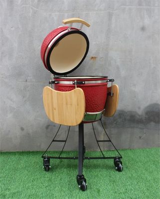 Couleur rouge royale 44cm de BBQ de bouilloire en céramique de 17 pouces avec le chariot et les tables latérales
