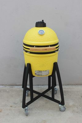 Céramique 16 pouces Kamado Grill Charbon de bois Couleur citron 40cm Avec chariot et sans tables d'appoint