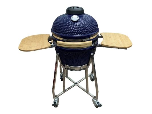 Couleur bleue en céramique de gril de Kamado de 18 pouces 48cm avec le chariot et les tables latérales