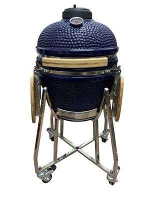 Couleur bleue en céramique de gril de Kamado de 18 pouces 48cm avec le chariot et les tables latérales