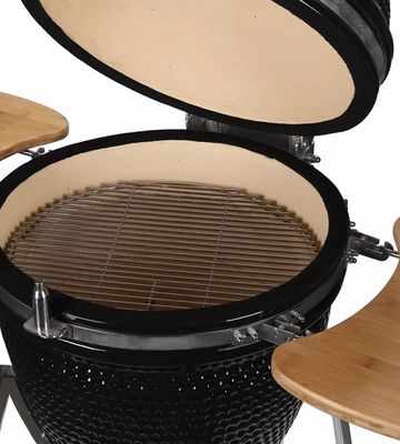 Couleur extérieure en céramique de noir de charbon de bois de gril de Kamado de 24 pouces 61cm avec le chariot et les tables latérales