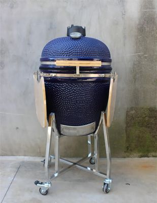Gril en céramique extérieur de charbon de bois couleur de marine de 22 pouces avec le chariot et les tables latérales