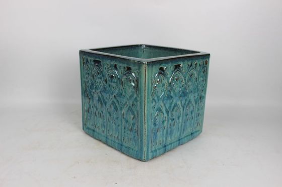 Pot extérieur en céramique de forme carrée 8,5 '' 11,5 '' 15 ''