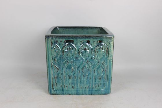 Pot extérieur en céramique de forme carrée 8,5 '' 11,5 '' 15 ''