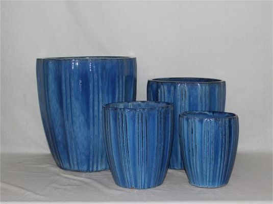 4 pots de jardin en céramique colorés émaillés de forme ronde à haute cuisson