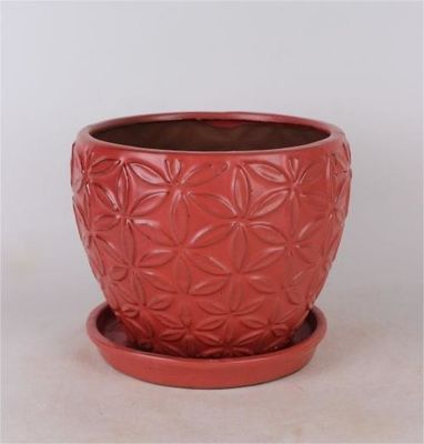 Pots d'intérieur en céramique d'intérieur 6 pouces et 8 pouces avec soucoupe émaillée