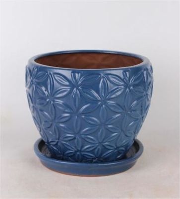 Pots d'intérieur en céramique d'intérieur 6 pouces et 8 pouces avec soucoupe émaillée