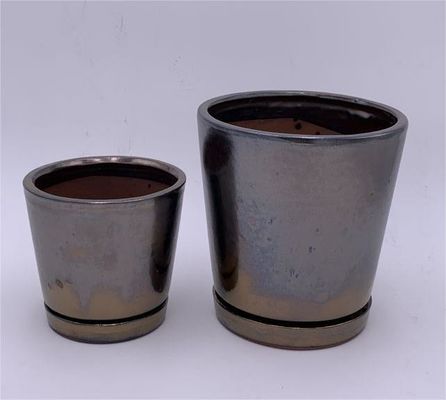 Pots d'intérieur en céramique carrés 5 pouces et 7 pouces avec soucoupe émaillée