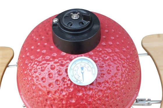 Couleur rouge 39cm de gril de Kamado de 15 pouces en céramique d'acier inoxydable avec le chariot et les tables latérales