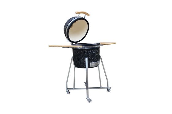 Gril en céramique noir brillant extérieur de style de la couleur 15 Kamado 39cm avec le chariot et les tables latérales