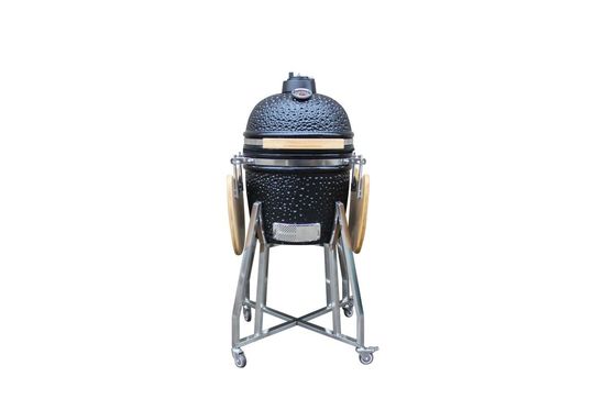 Gril en céramique noir brillant extérieur de style de la couleur 15 Kamado 39cm avec le chariot et les tables latérales