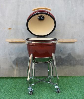 18 pouces Kamado Barbecue Grill Smoker Céramique Tropical Rouge Couleur 48cm
