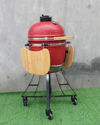 Couleur rouge royale 44cm de BBQ de bouilloire en céramique de 17 pouces avec le chariot et les tables latérales