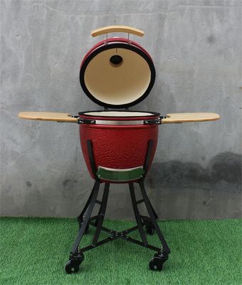 17 pouces en céramique BBQ Kamado Royal Red Color 44cm Kitchenware Black Coated Iron