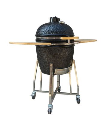 Le charbon de bois extérieur Kamado en céramique grillent l'acier inoxydable de couleur de noir de 22 pouces