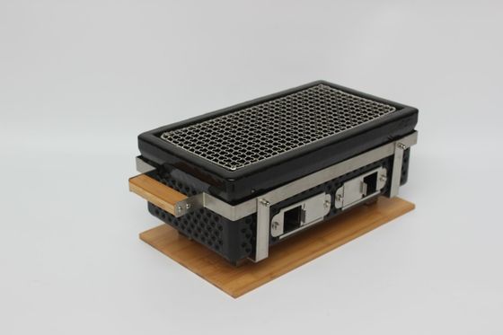 Grill au charbon de bois en céramique Hibachi Grill Rectangle en noir