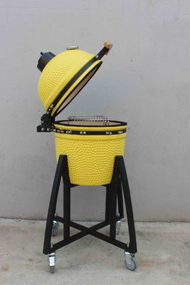 Céramique 16 pouces Kamado Grill Charbon de bois Couleur citron 40cm Avec chariot et sans tables d'appoint