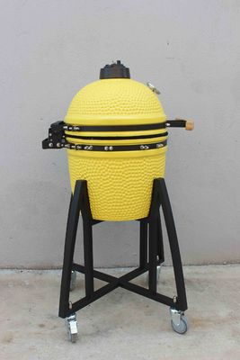 Céramique 16 pouces Kamado Grill Charbon de bois Couleur citron 40cm Avec chariot et sans tables d'appoint